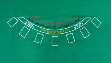 Blackjack Layout, Pays 2 to 1 No Insurance: 75in x 62in (Billiard Cloth)